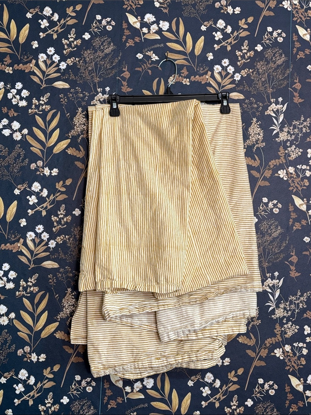 West Elm Green Yellow & White Striped Bedding Set King Organic Cotton